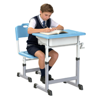 Ensemble de bureau et chaise d'étude réglables en métal à 1 tiroir, professionnel, moderne, confortable, durable, pour l'école, la salle de classe et le bureau à domicile