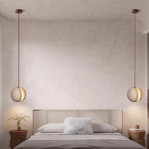 Wabi-sabi phong cách travertine hiện đại mặt dây đèn tốt nhất thiết kế trang trí ánh sáng cổ điển cạnh giường ngủ dung nham Đèn đá. - Product Image 4