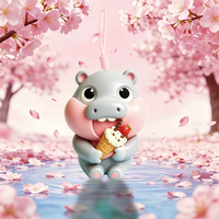 Mini hippopotame souple en forme de squishy, boîte mystère, porte-clés, jouet sensoriel à remontée lente, objet de collection pour bureau