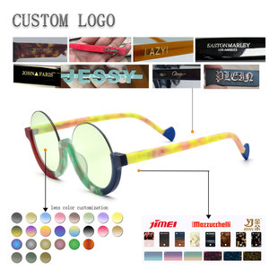 Lunettes de soleil rondes à monture complète, monture multicolore, verres miroir bleus, protection UV 100%, protection solaire unisexe pour enfants - Product Image 2