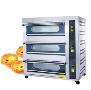 Electric Stove With Oven Bakery Baking Deck Oven Kitchen Equipment 3 Deck 6 Trays Gas Baking Oven With Stone For Pizza