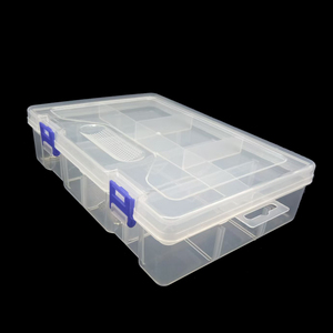 <span class=keywords><strong>2</strong></span>-laags Plastic Transparante Flip-Top Opbergdoos Met Haak 8 Compartiment Afneembare Rechthoekige <span class=keywords><strong>Container</strong></span> Voor Sieraden Klein Onderdeel - Product Image 2