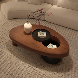 Tavolino da Caffè in Legno Minimalista, Tavolo Centrale Moderno, Tavolino da Tè Rustico con <span class=keywords><strong>Spazio</strong></span> di Archiviazione per Arredamento <span class=keywords><strong>Casa</strong></span> Moderna - Product Image 5