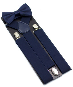 Volwassenen Heren Smoking Bretels Verstelbare Y Vorm <span class=keywords><strong>3</strong></span>.5Cm Breedte <span class=keywords><strong>3</strong></span> Clip Effen Kleur Bretels Bowtie Set - Product Image 1