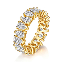 Bague éternelle complète en argent sterling 925 certifiée GRA personnalisée pour femme, avec moissanite 3x5mm, fabrication en gros de bijoux fins par une usine