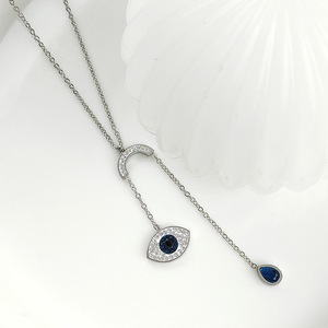 Collier ras du cou en acier inoxydable avec pendentif œil <span class=keywords><strong>maléfique</strong></span> pour femme, vente en gros, <span class=keywords><strong>2022</strong></span> - Product Image 4