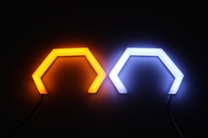 <span class=keywords><strong>Venta</strong></span> de Fábrica, Luces LED DRL de Ojos de Ángel Hexagonales de Doble Color Blanco y Amarillo para Faros Delanteros de Coche BMW - Product Image 4