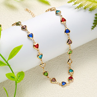 Pulseras de Aleación con Diamantes de Imitación, Estilo Europeo Americano, Coloridas, con Corazón, Personalizadas, Modernas y de Alta Gama, Regalo para Mujer