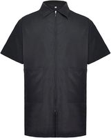 Veste de barbier personnalisable avec logo, manches courtes, lavable en machine, chemise de travail noire pour hommes, vestes de coiffeur