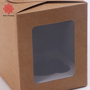1-Grid <b>Cupcake</b> Muffin Box White Kraft Paper Handled Cake Boxes Transparent Window-Cut Pastry Paper Box Wholesales in Stocks - Product Image 5