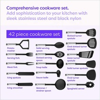 Ensemble de 42 ustensiles de cuisine durables, antiadhésifs, résistants à la chaleur, écologiques, en acier inoxydable, avec boîte en métal colorée