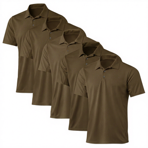 Men's Solid Color Short Sleeve Polo <b>Shirt</b> Quick Dry Knitted Polyester Casual Golf Wear <b>Collared</b> <b>T</b>-<b>Shirt</b> - Product Image 5