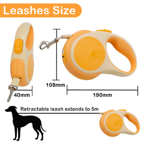 Laisse de chien rétractable multifonctionnelle imperméable anti-emmêlement double longueur 3M/5M avec lumière pour la promenade nocturne - Product Image 3