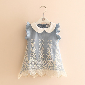 Ropa para niños Compras en línea Envío gratis Niñas Casual Niños Denim Vestido de verano del proveedor de China - Product Image 2