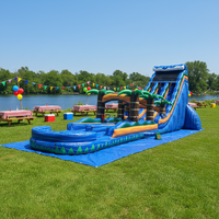 Toboggan aquatique gonflable géant de 22 pieds pour adultes avec piscine pour jeux d'été en plein air