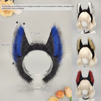 E0099 Serre-tête diabolique d'Halloween foncé pour femme, fait main, avec oreilles d'animaux en peluche, pour Comic Con, Cosplay, style punk