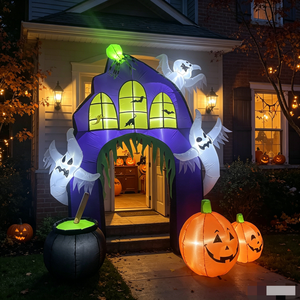 Arche gonflable d'<span class=keywords><strong>Halloween</strong></span> de 2,5 m avec lumières LED, décoration extérieure pour jardin : <span class=keywords><strong>fantôme</strong></span>, araignée, citrouille, chaudron - Product Image 1
