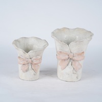 Pot de fleurs en ciment rose 3D style shabby chic Lian Da, bord ondulé texturé, pot de fleurs en béton blanc pour la décoration de table à la maison
