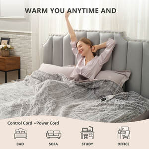 Высокое качество теплое мягкое кроличье меховое электрическое одеяло королевского размера с подогревом для зимы - Product Image 4