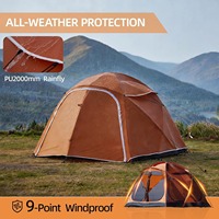 Tente de camping familiale grande capacité OEM, imperméable, double couche, en forme de dôme, avec véranda spacieuse pour les activités de plein air et la randonnée