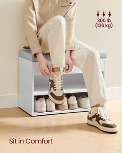SENYU Modern White <b>Shoe</b> Rack <b>Bench</b> with 3 Shelves <b>Storage</b> Organizer <b>for</b> Entryway Home Furniture Minimalist Design Freestanding - Product Image 4