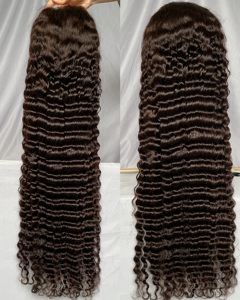 Peluca de encaje frontal transparente con reflejos rubio miel y marrón, al por mayor, brasileña, grado 12A, rizada profunda estilo español - Product Image 2