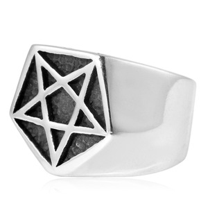 yunnique Men's <b>Titanium</b> Steel Five Pointed Star <b>Ring</b> Silver Geometric Punk Style Fashion Jewelry Gift - Product Image 3