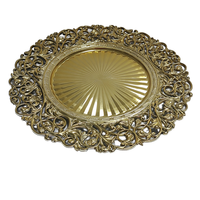 Assiettes de présentation de luxe en plastique (PP) de haute qualité, durables, 13 pouces, pigmentées or, pour mariages, événements et fêtes, personnalisables, en stock