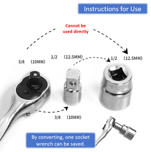 Adaptor soket dampak baja krom, Set kotak peralatan tangan dengan kunci persegi dan roda bergigi untuk perbaikan alat mekanik - Product Image 3