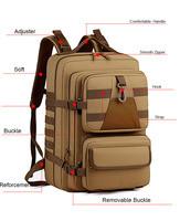 Sac à dos tactique multifonctionnel personnalisé camouflage souple 36-56L pour camping et chasse, étanche avec fermeture éclair, tendance