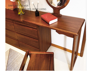 Table de toilette moderne en bois massif de noyer pour chambre à coucher, style nordique, luxe léger, <span class=keywords><strong>coiffeuse</strong></span> avec rangement pour petits appartements - Product Image 4