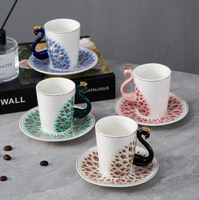 Ensemble de café et de thé en céramique moderne de luxe écologique avec 6 tasses et 6 assiettes