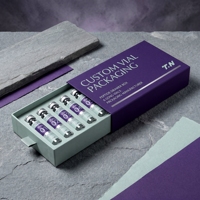Boîte rigide personnalisée en carton gris avec tiroir pour flacons de peptides, avec doublure en éponge, impression offset et sérigraphie, fabrication artisanale, soins personnels