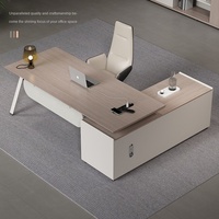 Scrivania Direzionale Minimalista Moderna, Estetica di Lusso Sottile Ispirata alla Tecnologia, Set di Mobili per Postazione di Lavoro in Legno