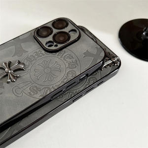 Cover per <span class=keywords><strong>iPhone</strong></span> 17 Air, design cromato trendy a croce, <span class=keywords><strong>nero</strong></span>, accessori 3D fai da te, custodia per <span class=keywords><strong>iPhone</strong></span> 14 15 Pro Max Heart 16 Plus - Product Image 6