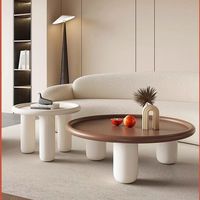 Salon noir décor nordique rond verre luxe bois ensemble moderne nuage crème Tables basses pour la maison