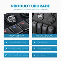 Boman BM- DC 12-24V Panneau de commutateur à bascule 6 positions Chargeur USB Prise Voltmètre LED Sortie 20A/10A 5A ABS+Aluminium Voiture Marine