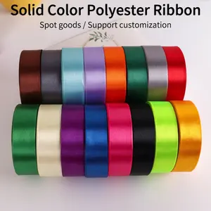 Soild Color Satin Ribbon Roll High Grade Factory 25yards/roll RIBBONS 100% Polyester Custom Printed Satin Ribon Single Face