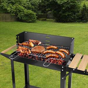 Chariot <span class=keywords><strong>de</strong></span> barbecue mobile JH-Mech à double étagère en acier inoxydable avec crochets et poignée, chariot à pizza en acier au carbone - Product Image 4