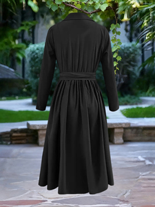 Abiti Casual in <span class=keywords><strong>stile</strong></span> <span class=keywords><strong>Vintage</strong></span> nuovi taglie forti in vita impero aderenti e larghi in tinta unita con <span class=keywords><strong>abito</strong></span> in maglia lungo fino al pavimento - Product Image 2