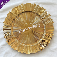 Assiette de présentation dorée vintage à spirale et bord incurvé abstrait, couleur personnalisée, pour cérémonie thématique et décoration de table de mariage