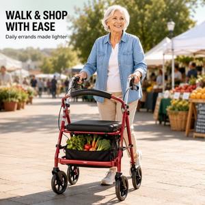 Andador Eléctrico Plegable Portátil con Capacidad de 100 kg, Ligero, 4 en 1, Silla de Ruedas con Asiento, Certificado CE para Rehabilitación - Product Image 2