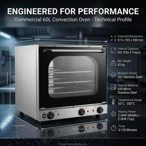 Four à convection commercial en acier inoxydable à double moteur, 60 L, 4 plateaux, four électrique pour boulangerie - Product Image 6