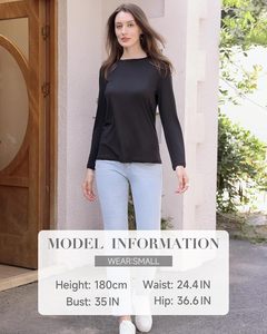 Chemises à manches longues pour femmes LeJing, automne-hiver, col rond, hauts décontractés, coupe ample, 92% polyester, 8% élasthanne, Chine, sans motif, 2026 - Product Image 3