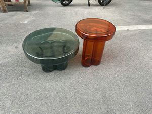 Juego de Mesa de Centro y Mesa Auxiliar de Estilo Moderno Disen, con Tapa Redonda de Vidrio Transparente y Base Tipo Hongo - Product Image 4