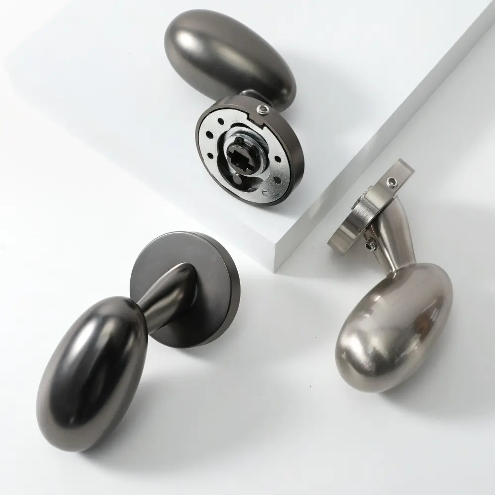 Maxery lujo huevo aleación de zinc nuevo diseño manija de puerta ovalada manija de puerta gris mate sin cilindro Rosa manija ficticia