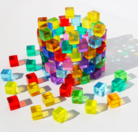 Blocs en acrylique néon, aspect lisse, jouets d'apprentissage des couleurs pour bébé, empilage de lumières et d'ombres, blocs de construction, blocs brillants et transparents