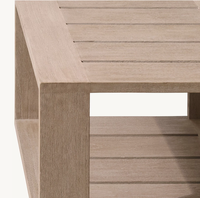 Table d'appoint carrée en teck LUXORA MARBELLA pour l'extérieur, résistante aux intempéries, mobilier moderne pour hôtel, couloir, jardin, villa, terrasse