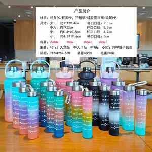 Botellas de agua de calabaza al por mayor, kit 4 en 1, botella de agua de plástico negra con degradado, botella de agua motivacional 4 en 1, juego de botellas de agua 4 en 1 - Product Image 6