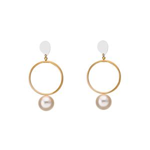 Boucles d'oreilles tendance plaquées or en acier inoxydable 316L, design perle suspendue durable et résistant - Product Image 2
